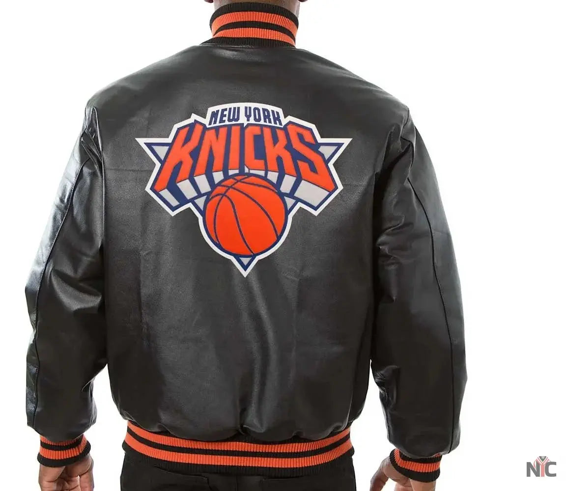 New York Knicks Varsity Black Leather Jacket NYC Jackets