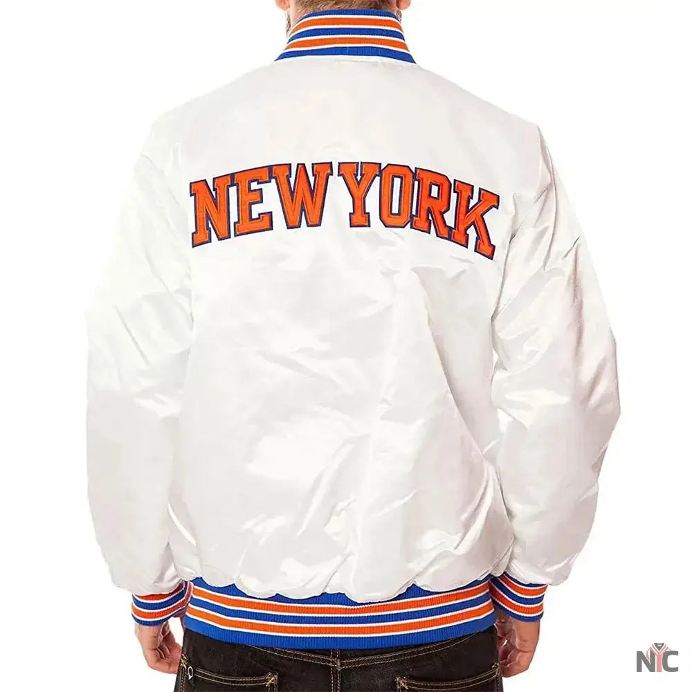 New York Knicks White Satin Jacket NYC Jackets