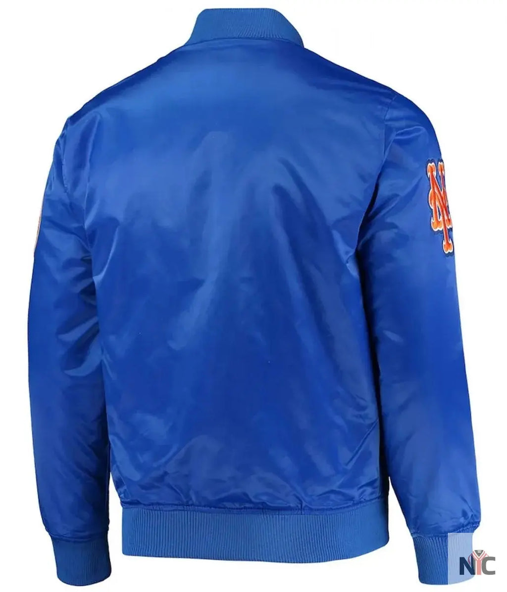 New York Mets Full-Snap Royal Blue Satin Jacket NYC Jackets