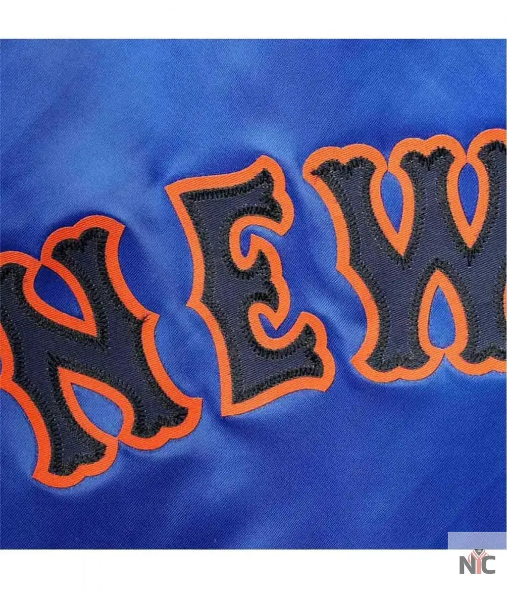 New York Mets Full-Snap Royal Blue Satin Jacket NYC Jackets