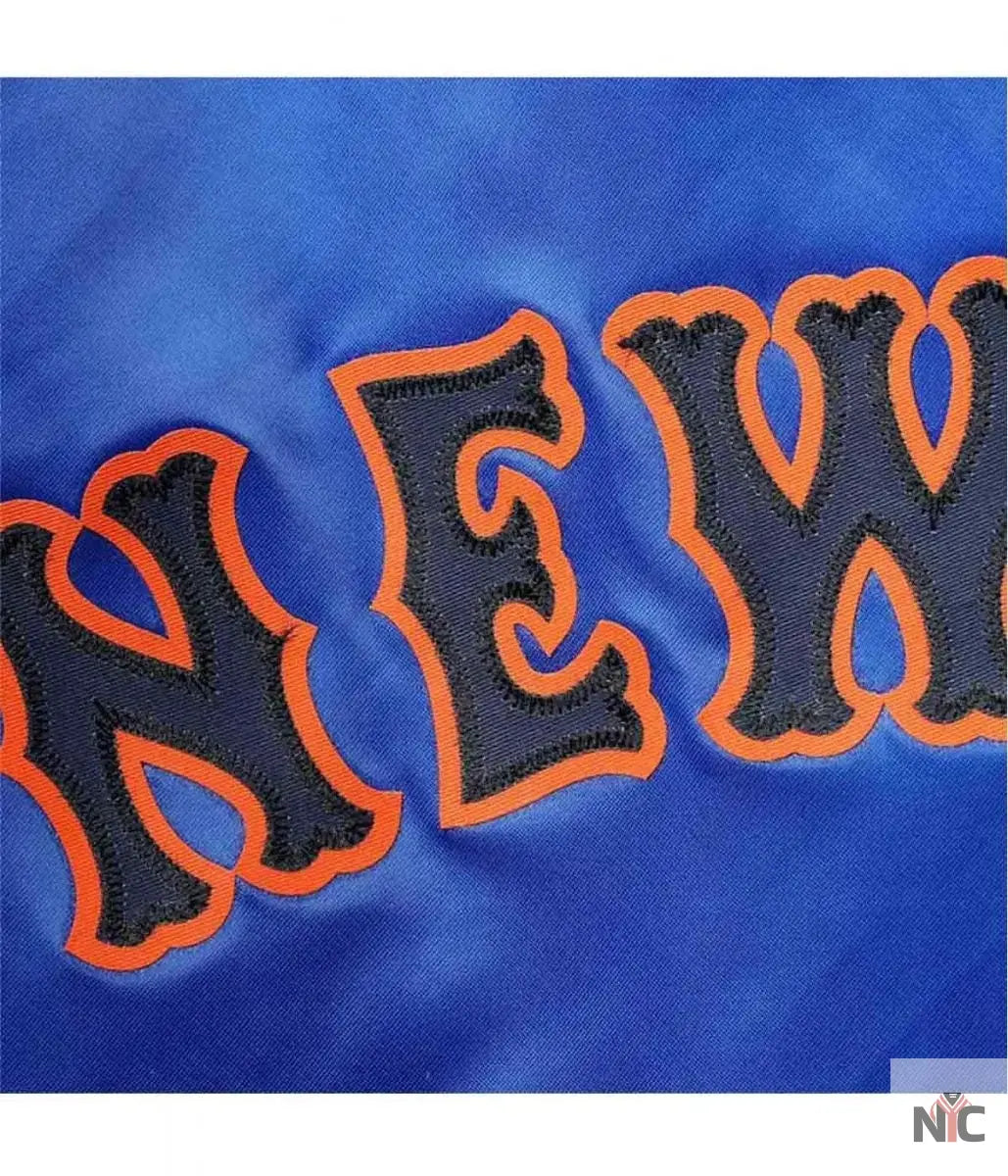 New York Mets Full-Snap Royal Blue Satin Jacket NYC Jackets