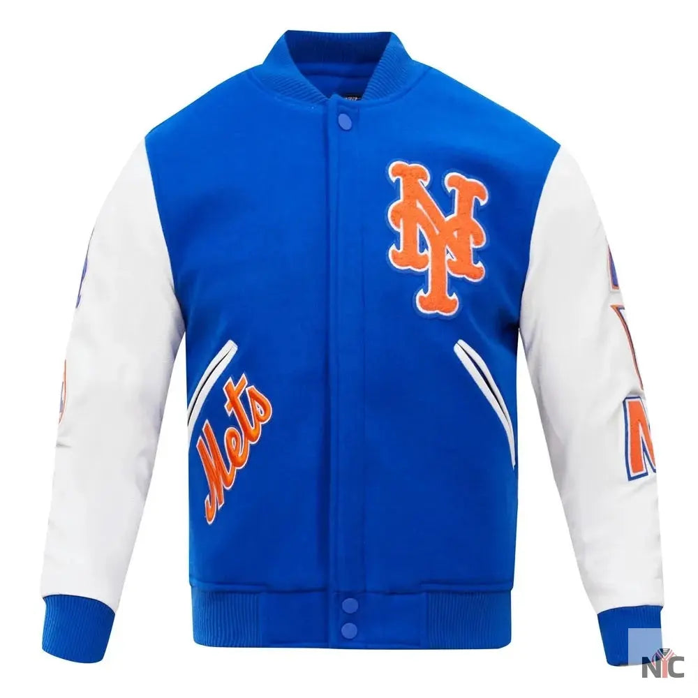 New York Mets Letterman Blue and White Jacket NYC Jackets