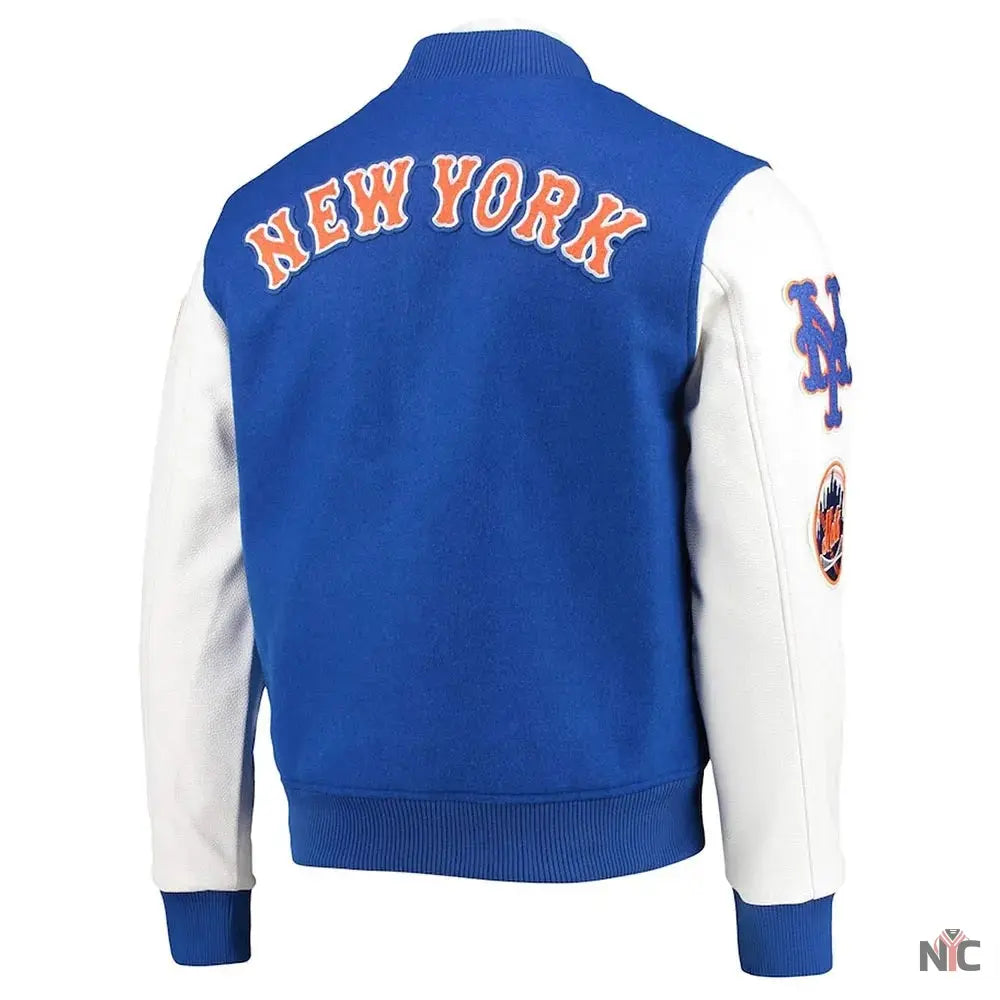 New York Mets Letterman Blue and White Jacket NYC Jackets