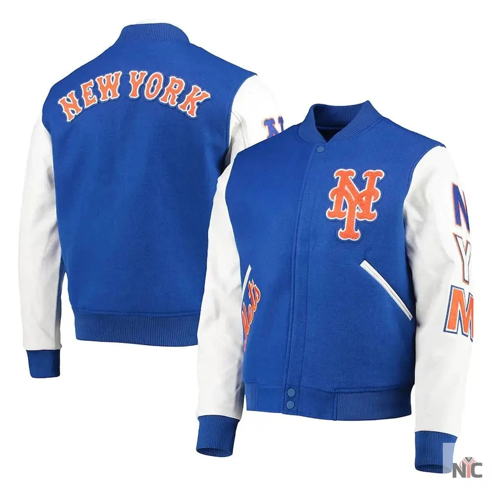 New York Mets Letterman Blue and White Jacket NYC Jackets