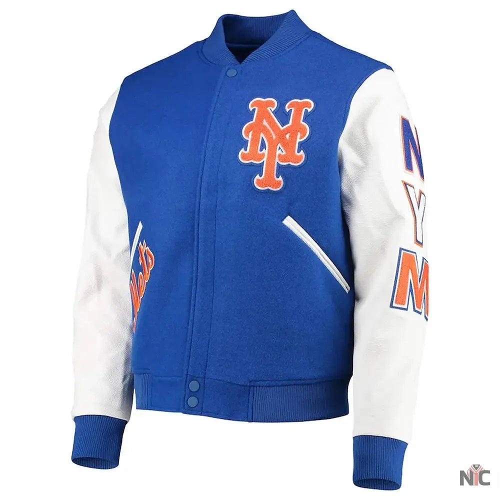 New York Mets Letterman Blue and White Jacket NYC Jackets