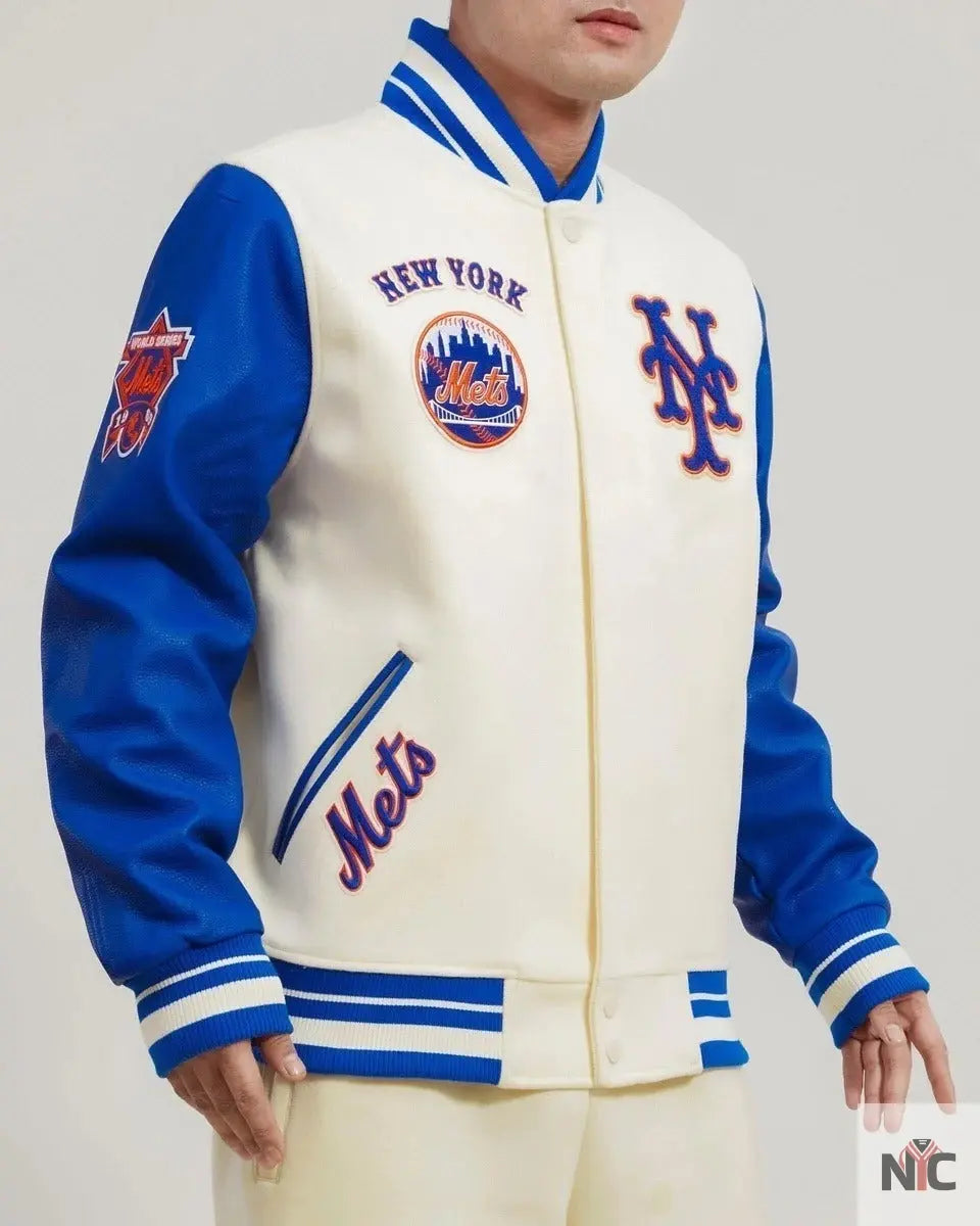 New York Mets Retro Classic Rib Wool Varsity Jacket NYC Jackets