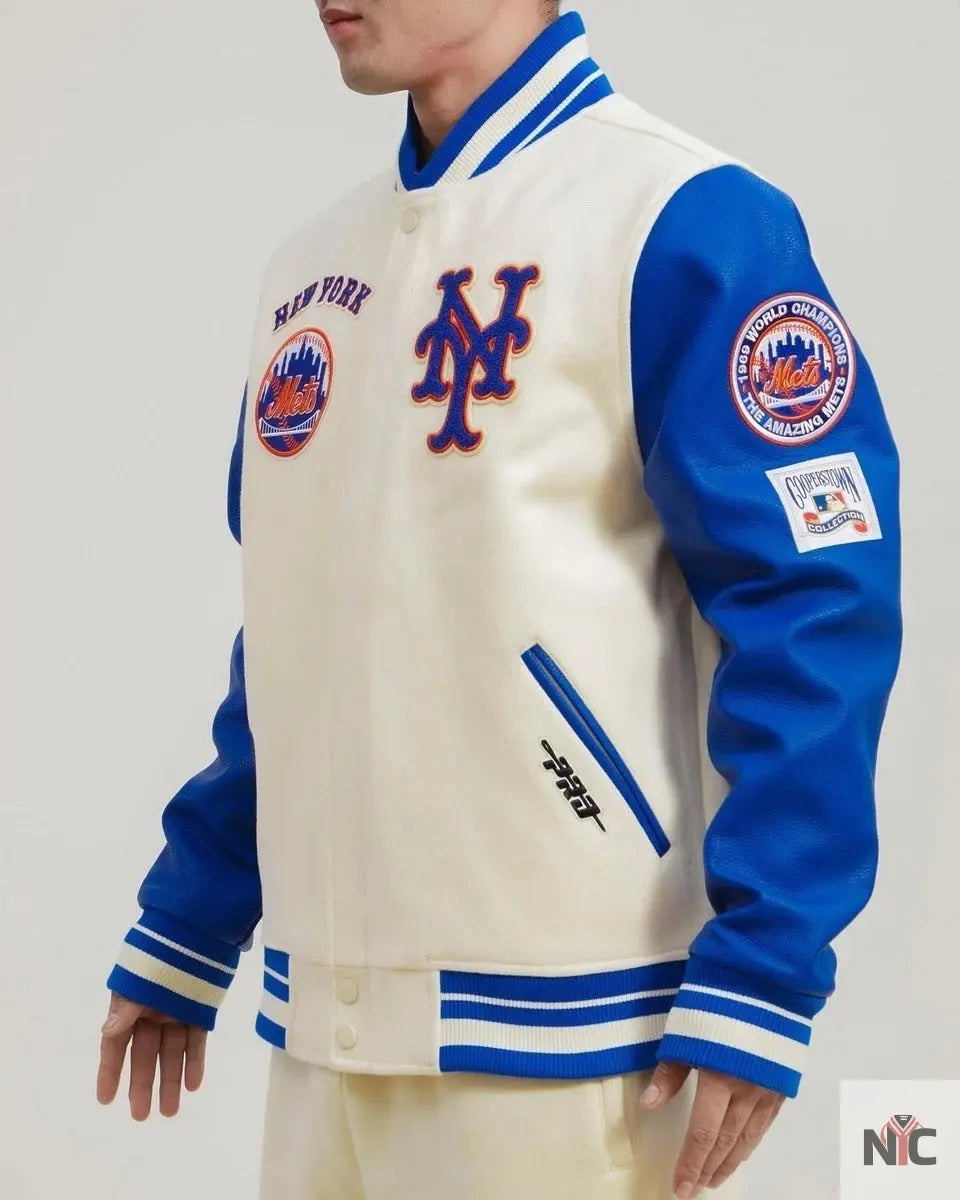 New York Mets Retro Classic Rib Wool Varsity Jacket NYC Jackets
