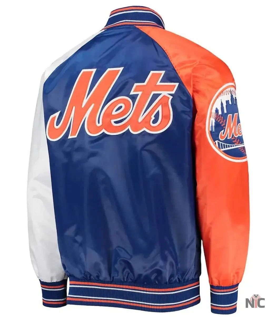 New York Mets Varsity Royal Satin Jacket NYC Jackets