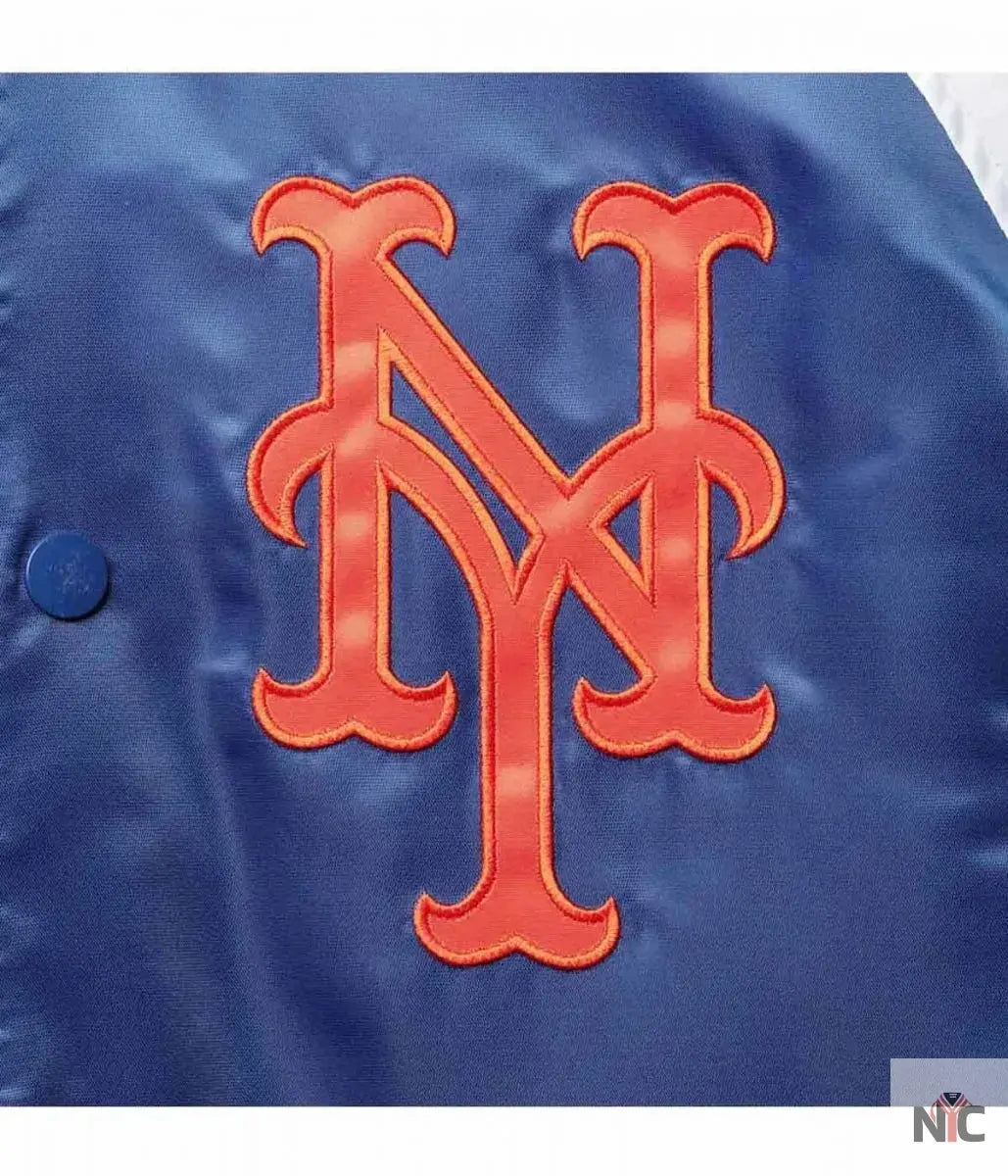 New York Mets Varsity Royal Satin Jacket NYC Jackets