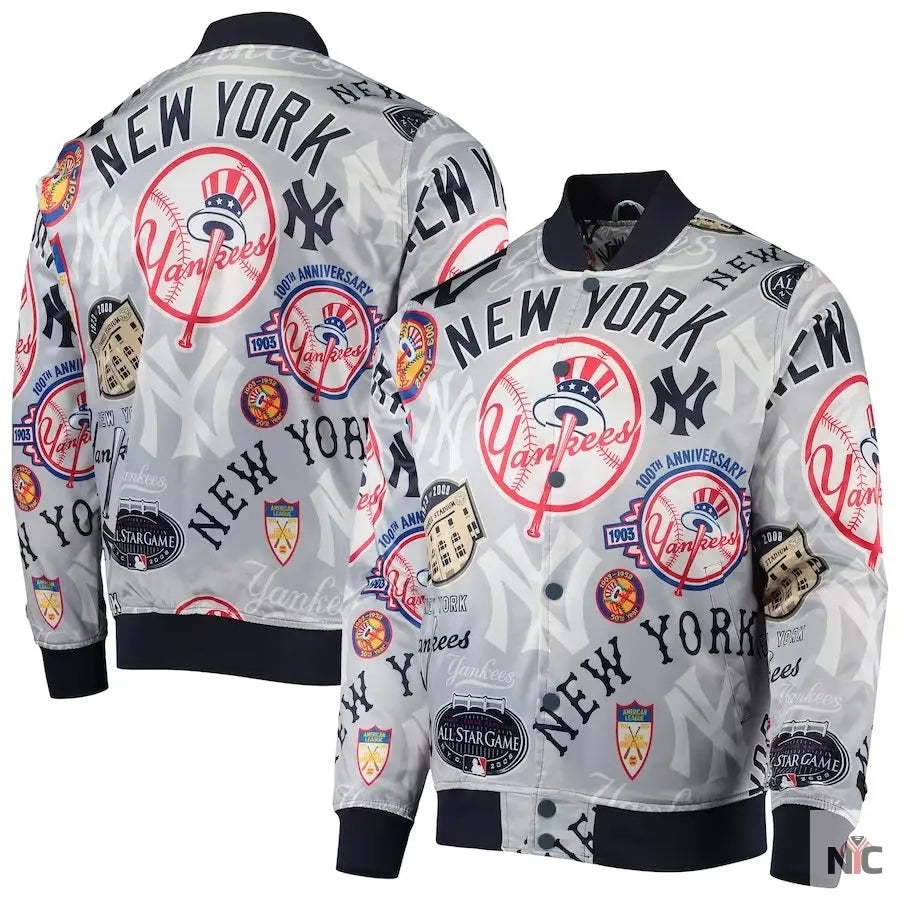 New York Yankees Allover Print Full-Snap Jacket NYC Jackets