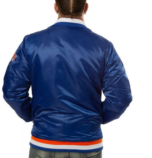 New York Knicks Starter Bomber Blue Satin Jacket