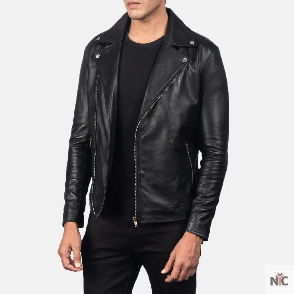 Noah Black Leather Biker Jacket NYC Jackets
