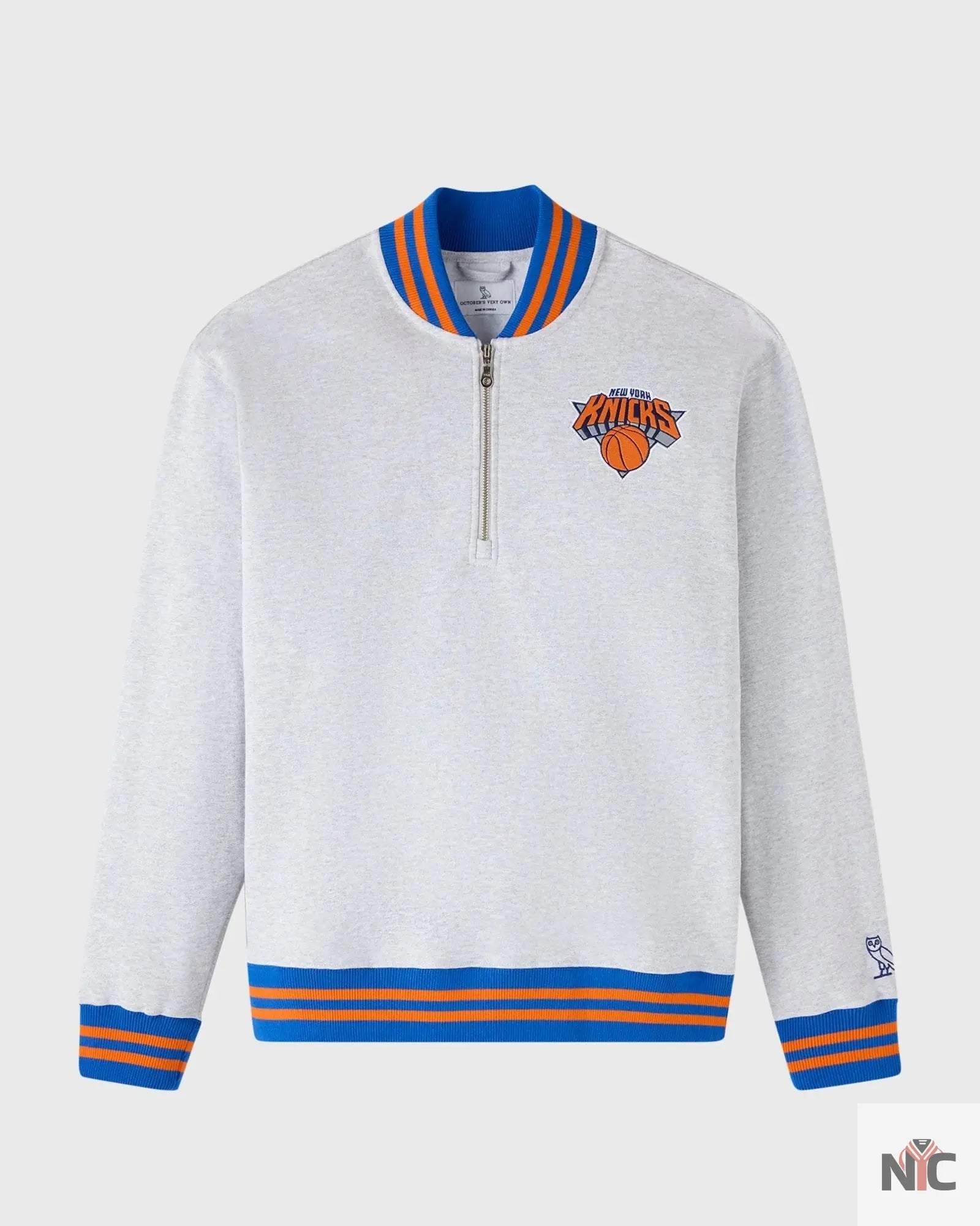 OVO X NBA New York Knicks Quarter-zip Mockneck Sweatshirt NYC Jackets