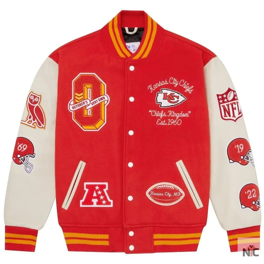 OVO x NFL Kansas City Chiefs Varsity Jacket NYC Jackets