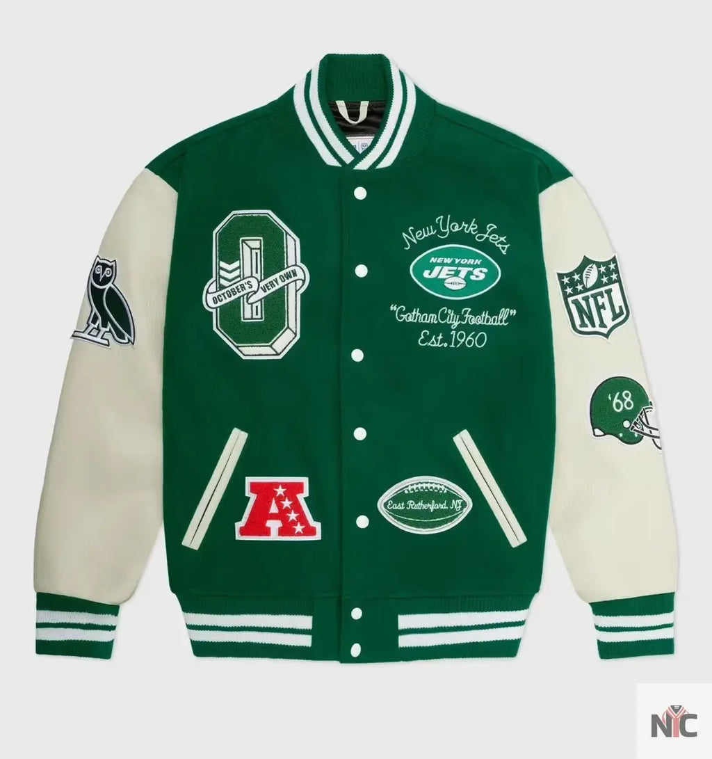 OVO x NFL New York Jets Varsity Jacket NYC Jackets