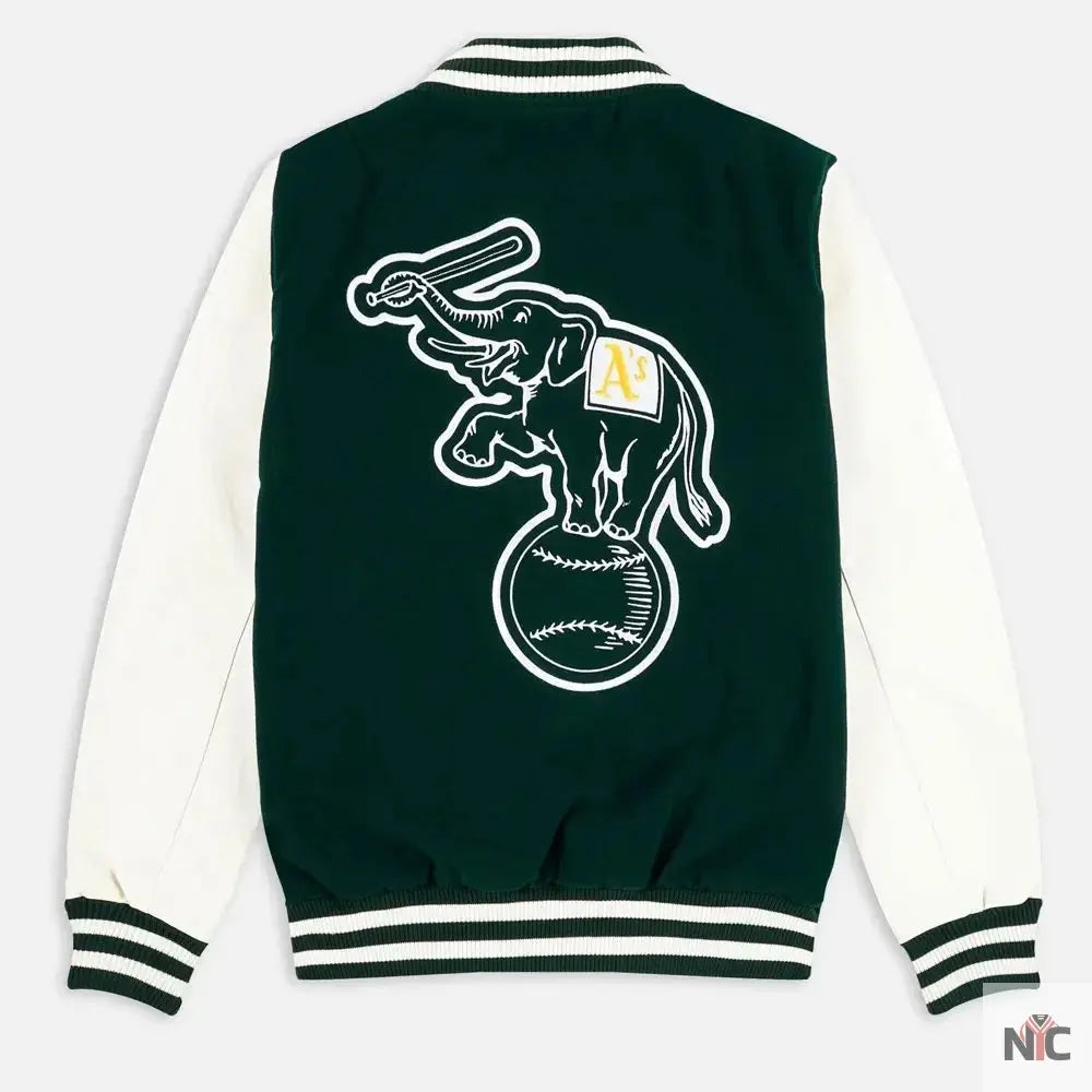Oakland Athletics Green and White Varsity Jacket NYC Jackets