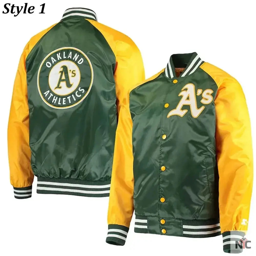 Oakland Athletics Lead Off Varsity Satin Jacket NYC Jackets