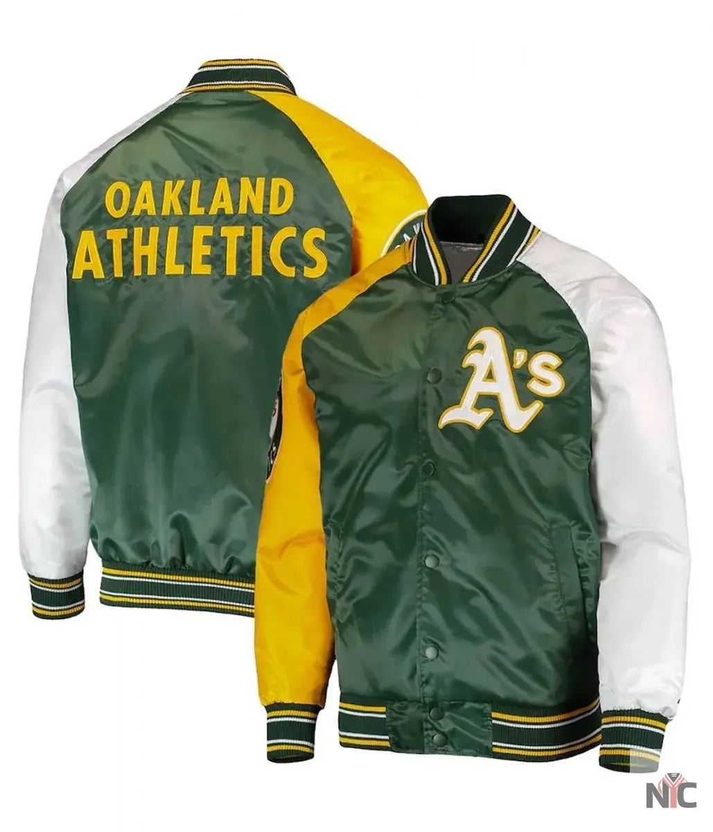 Oakland Athletics Reliever Satin Varsity Jacket NYC Jackets