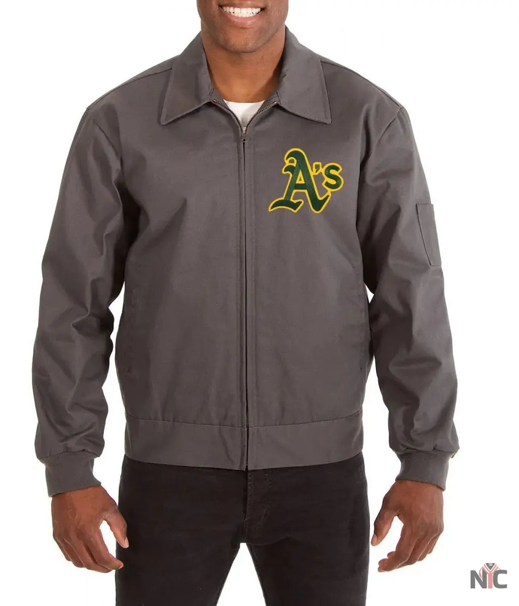 Oakland Athletics Workwear Grey Jacket NYC Jackets
