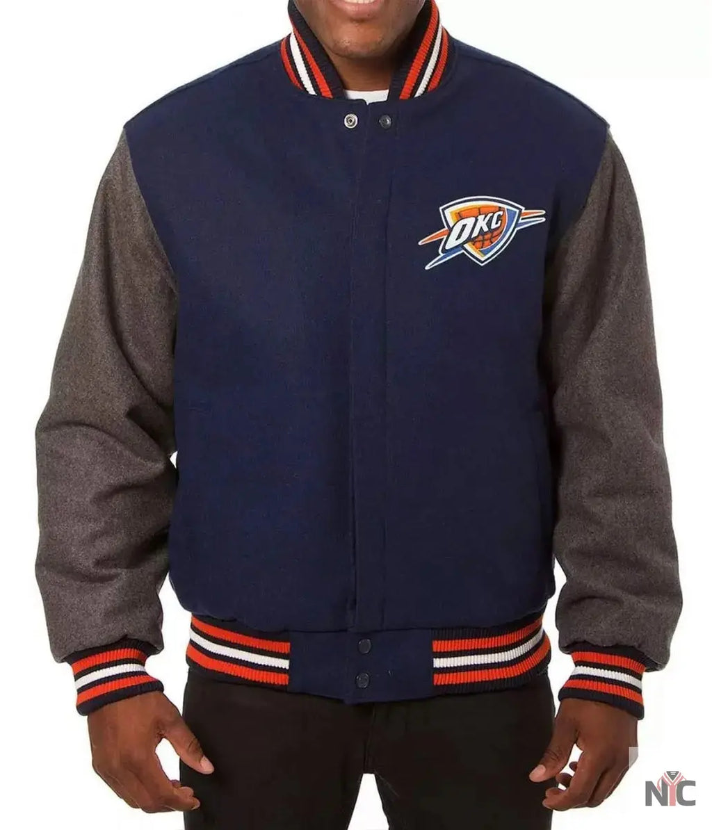Oklahoma City Thunder Varsity Two Tone Jacket NYC Jackets