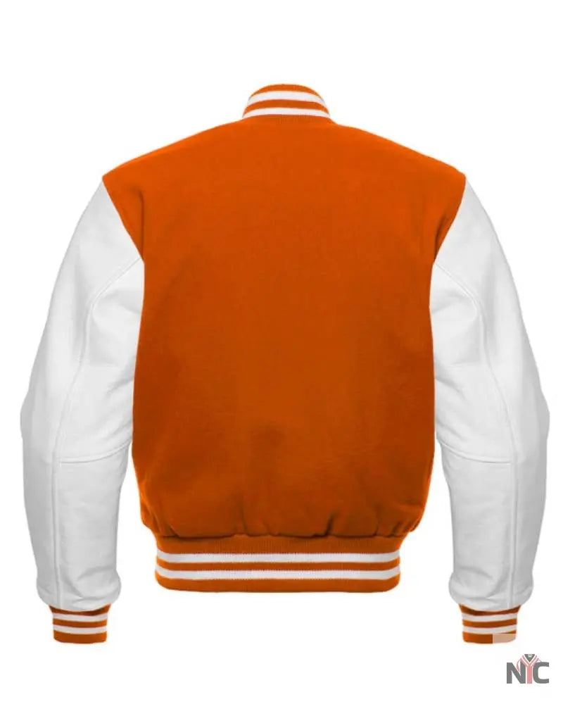 Orange And White Varsity Jacket NYC Jackets