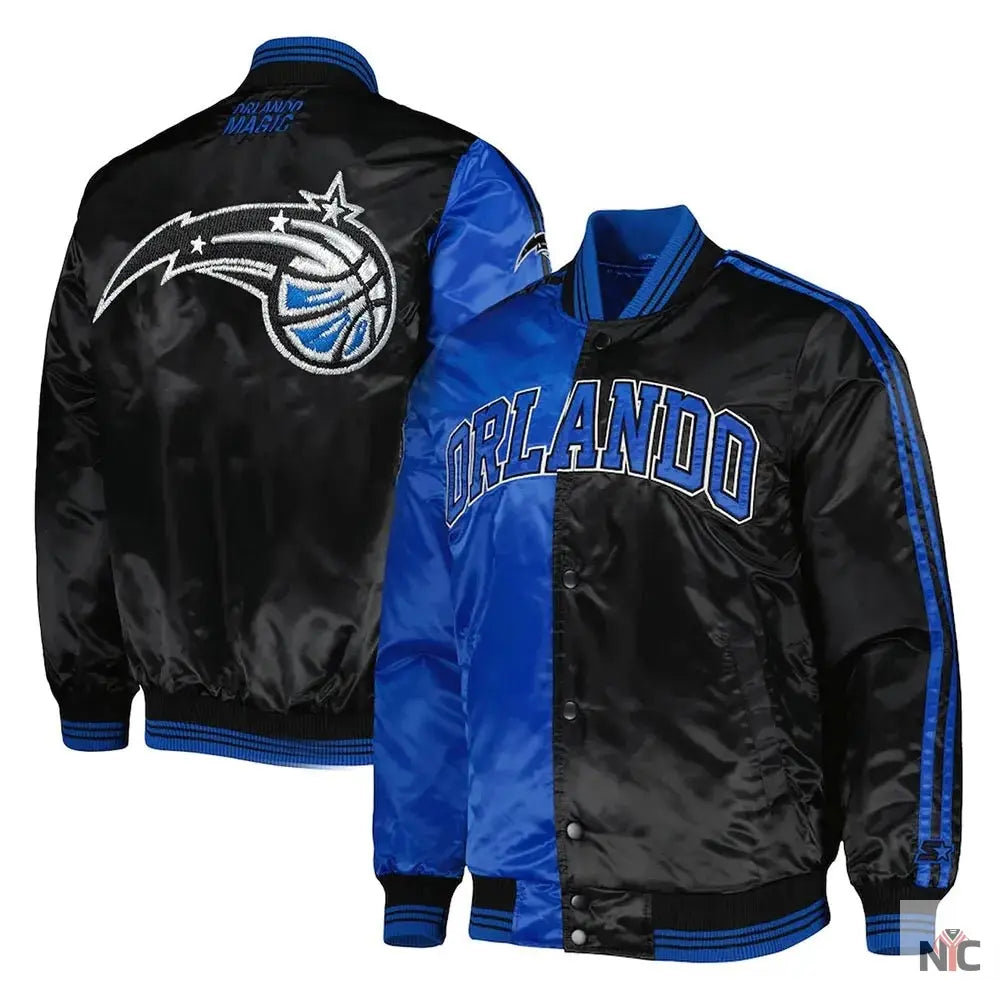 Orlando Magic Fast Break Blue and Black Satin Jacket NYC Jackets