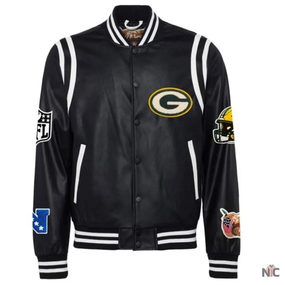Packers Vegan Leather Varsity Jacket NYC Jackets