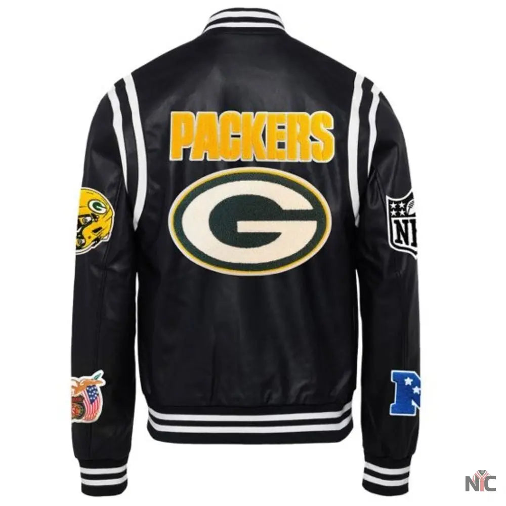 Packers Vegan Leather Varsity Jacket NYC Jackets