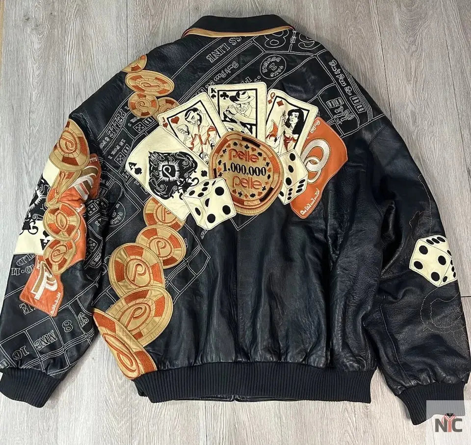 Pelle Pelle Cards and Dice Leather Jacket NYC Jackets