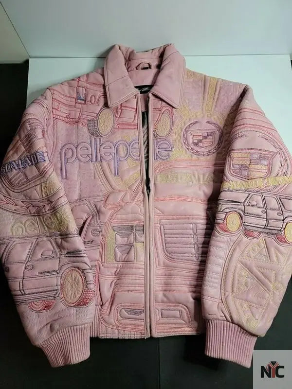 Pelle Pelle Womens Artsy Pink Leather Jacket NYC Jackets