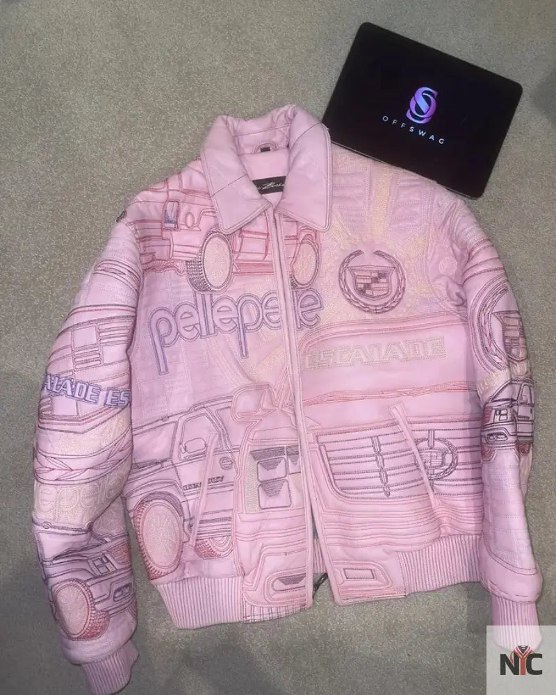 Pelle Pelle Womens Artsy Pink Leather Jacket NYC Jackets