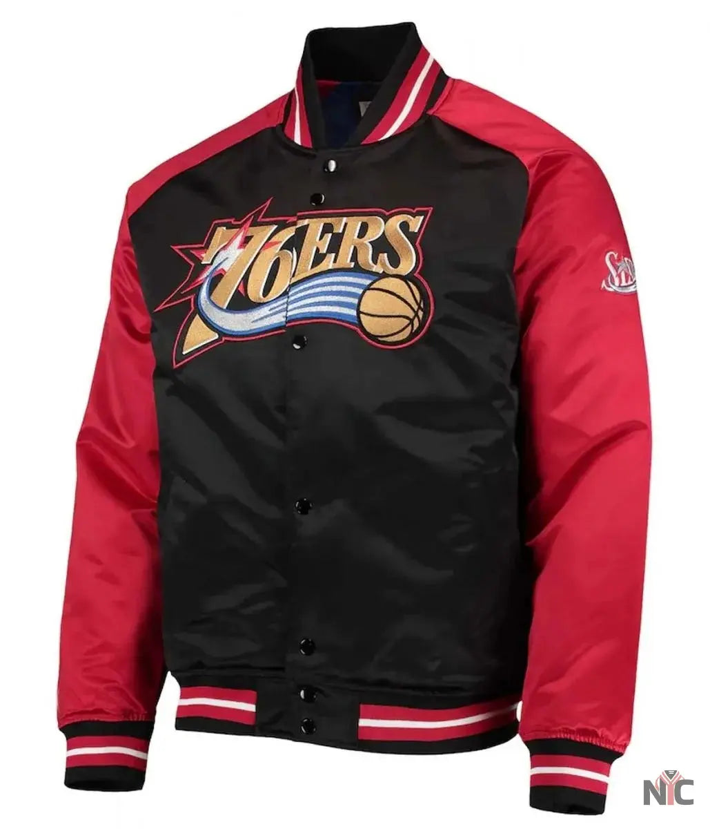 Philadelphia 76ers Hardwood Classics Satin Jacket NYC Jackets
