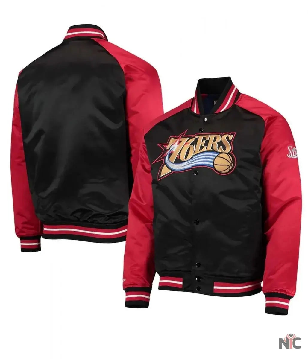 Philadelphia 76ers Hardwood Classics Satin Jacket NYC Jackets