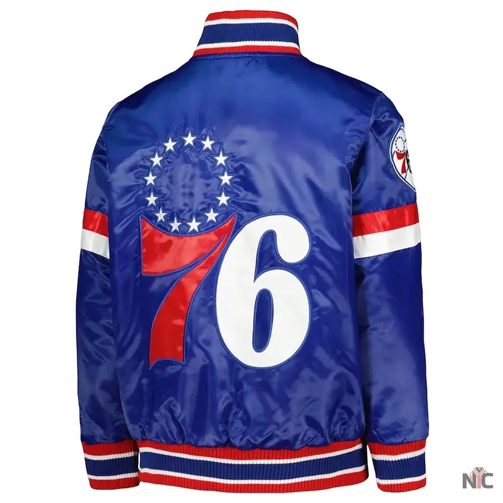 Philadelphia 76ers Home Game Royal Satin Jacket NYC Jackets