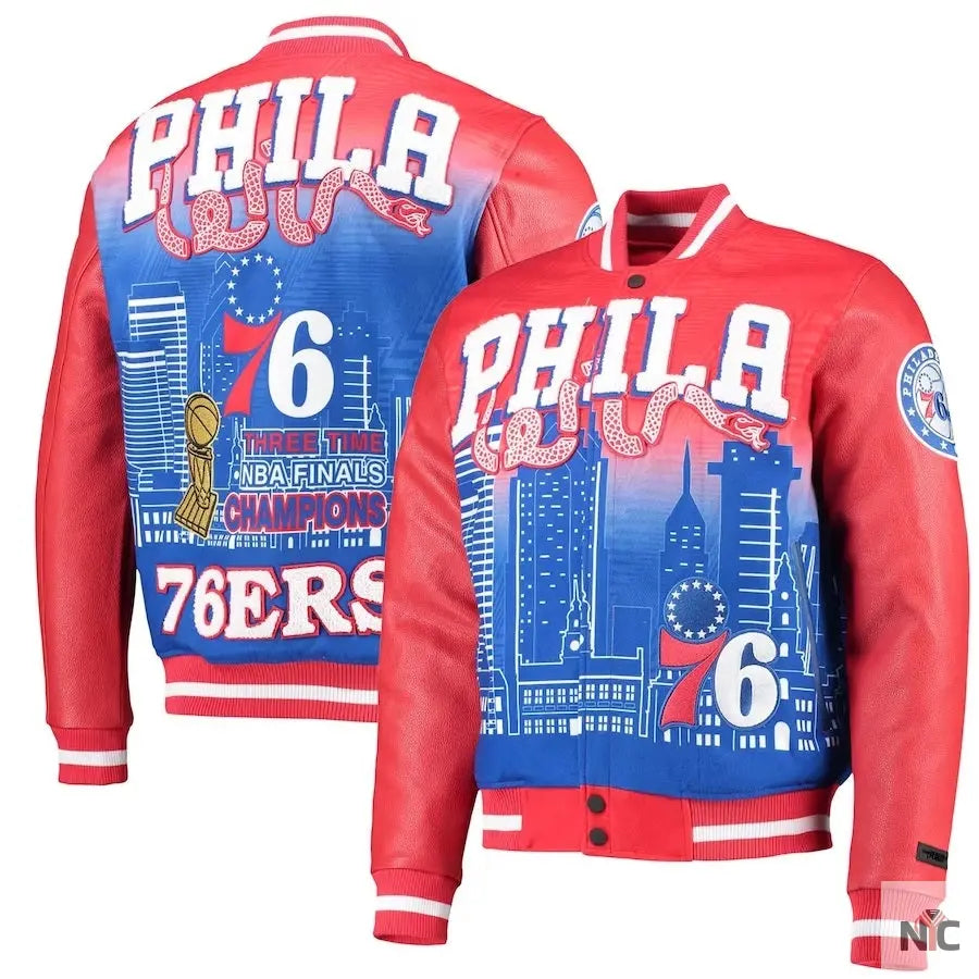 Philadelphia 76ers Red Finals Champions Varsity Full-zip Jacket NYC Jackets