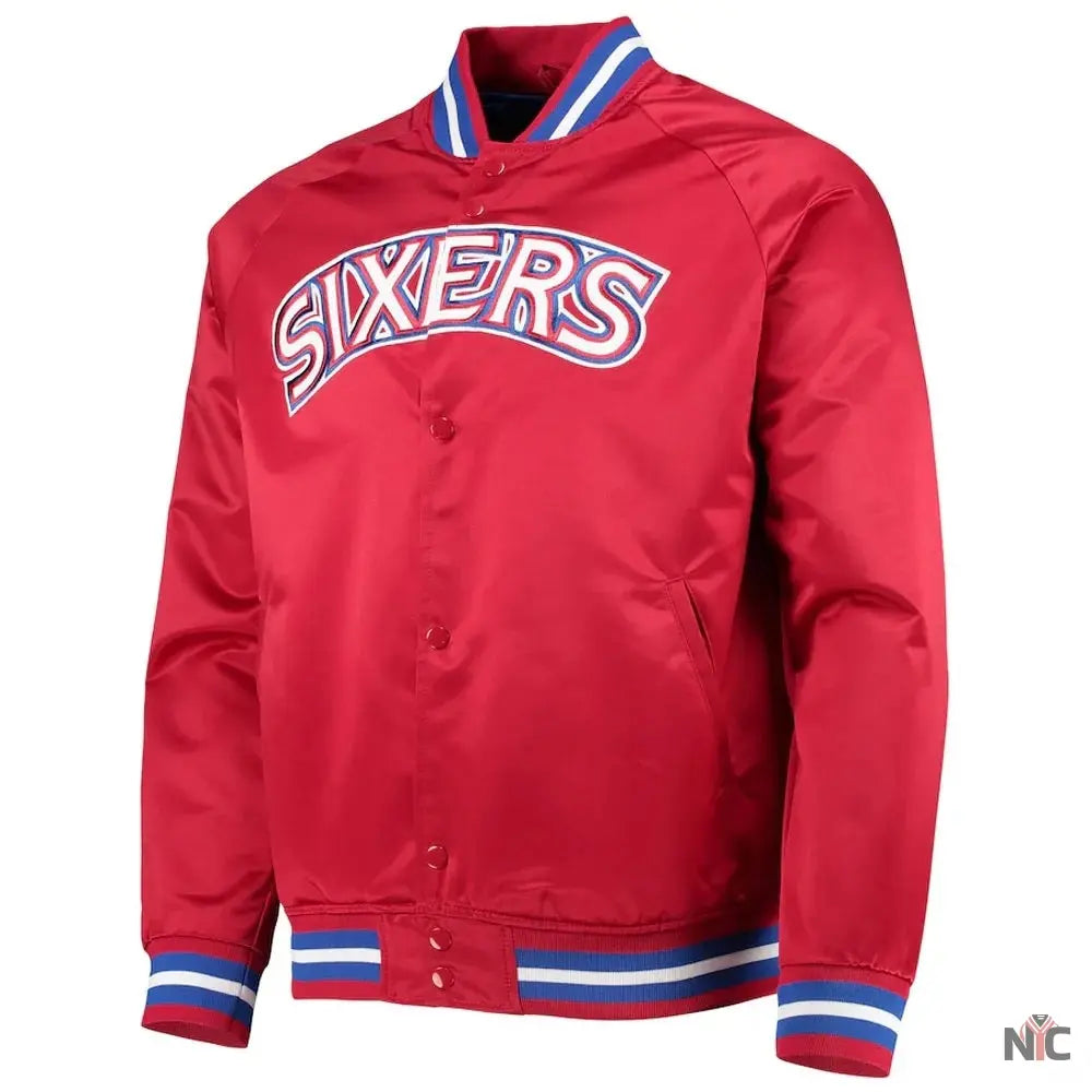 Philadelphia 76ers Sixers Satin Full-Snap Jacket NYC Jackets