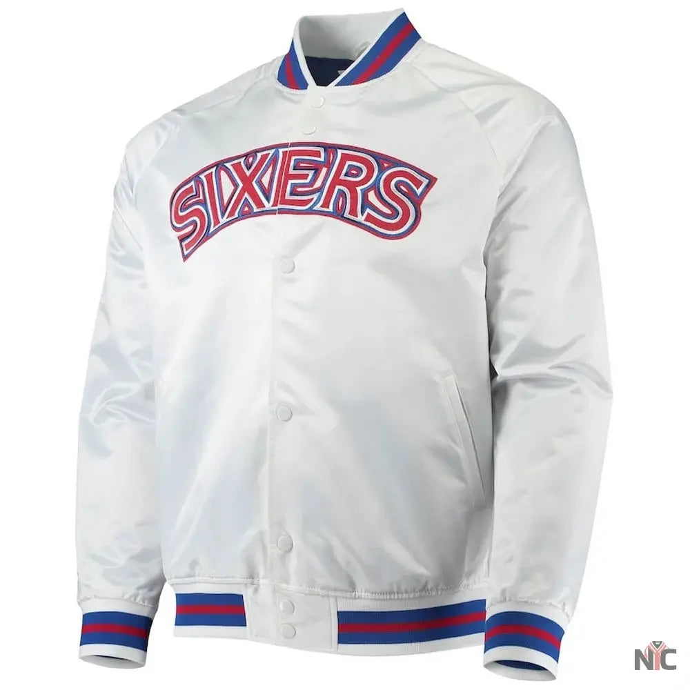 Philadelphia 76ers Sixers Satin Full-Snap Jacket NYC Jackets