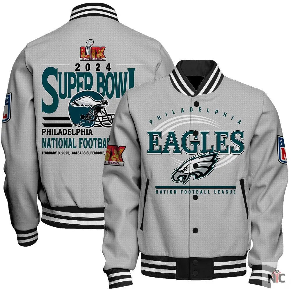Philadelphia Eagles Super Bowl LIX Glory Varsity Jacket NYC Jackets
