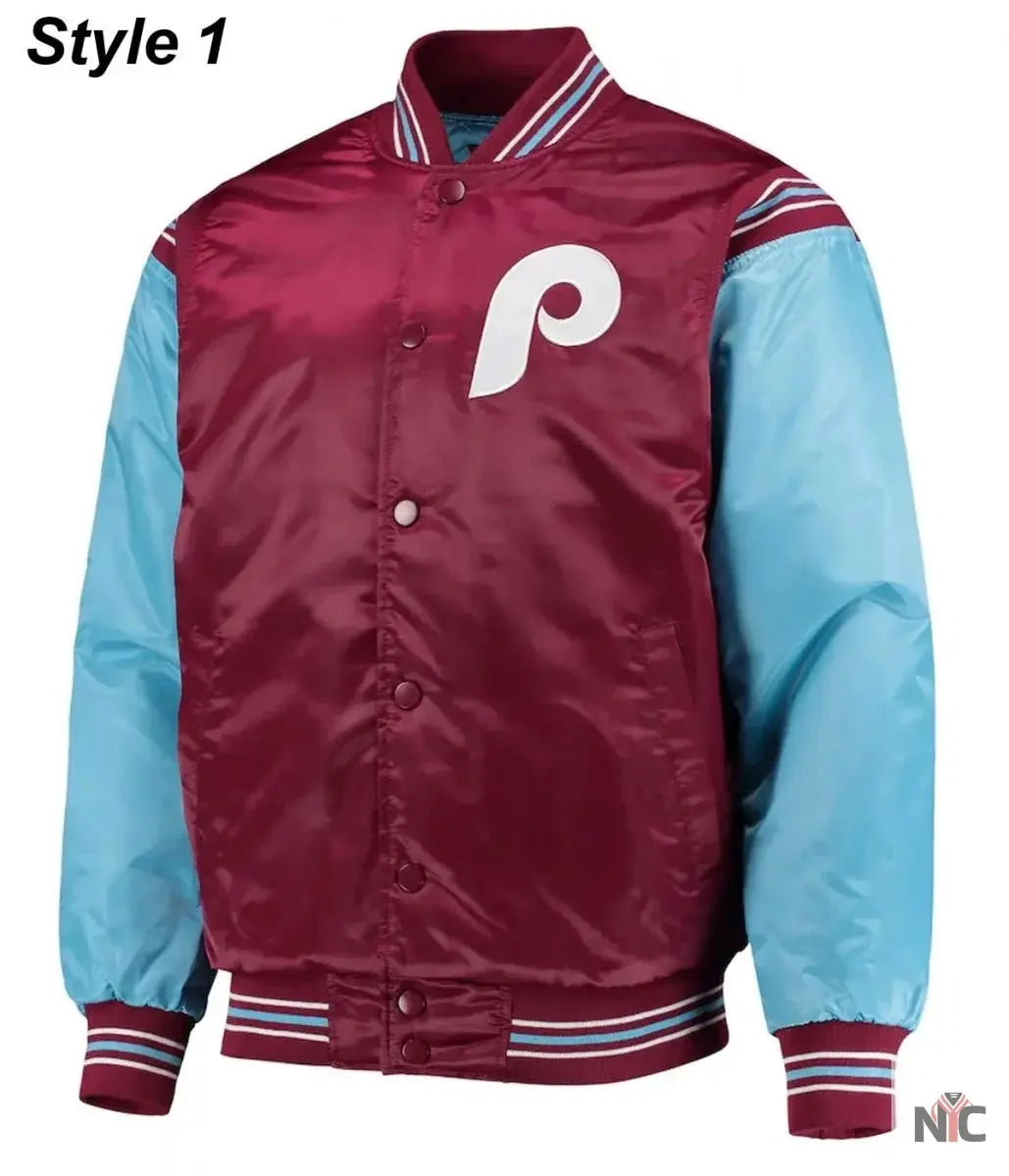 Philadelphia Phillies Bomber Satin Jacket NYC Jackets