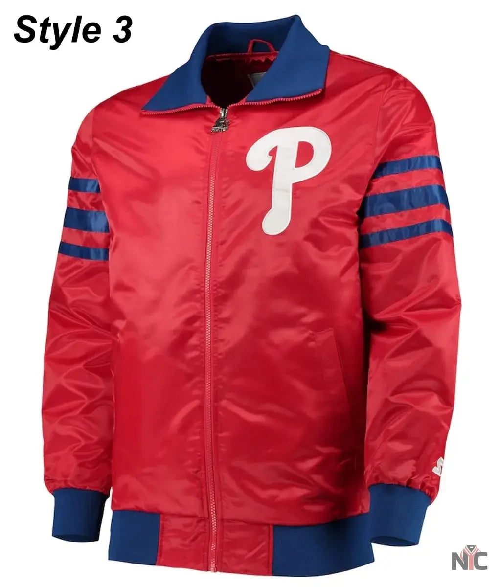 Philadelphia Phillies Bomber Satin Jacket NYC Jackets
