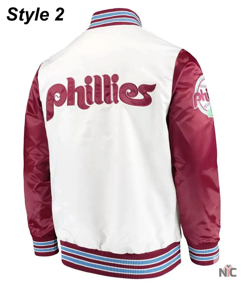Philadelphia Phillies Bomber Satin Jacket NYC Jackets