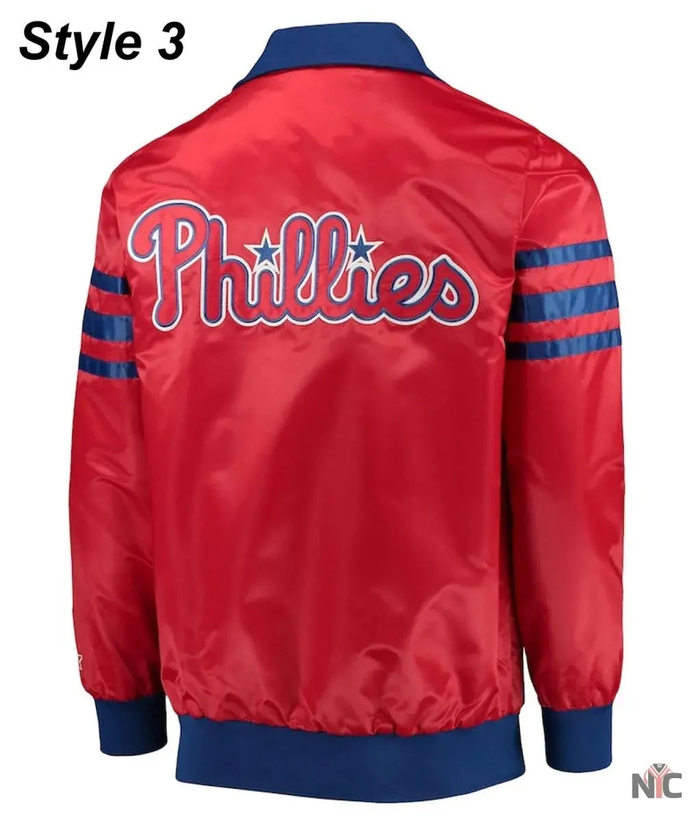 Philadelphia Phillies Bomber Satin Jacket NYC Jackets