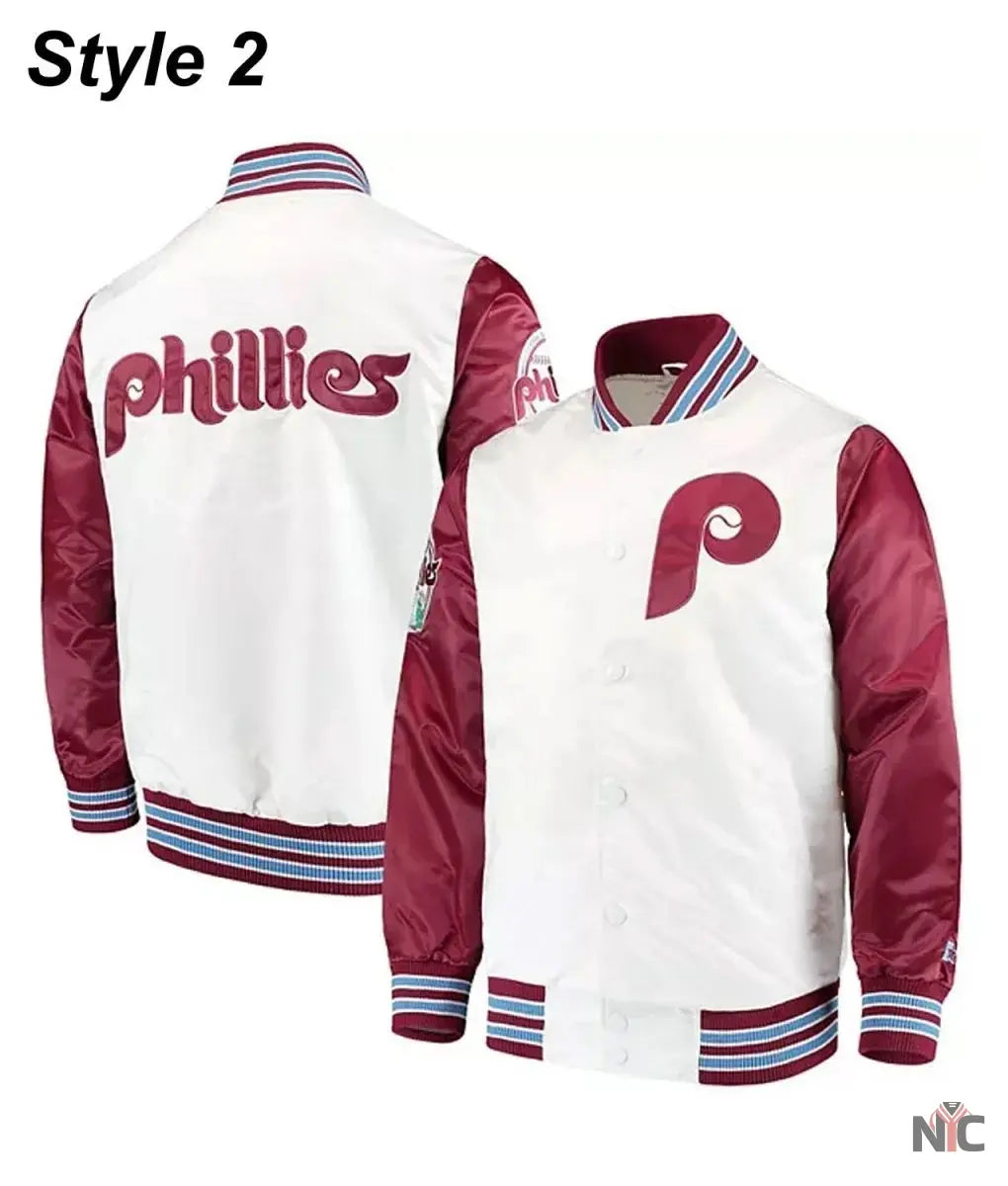 Philadelphia Phillies Bomber Satin Jacket NYC Jackets