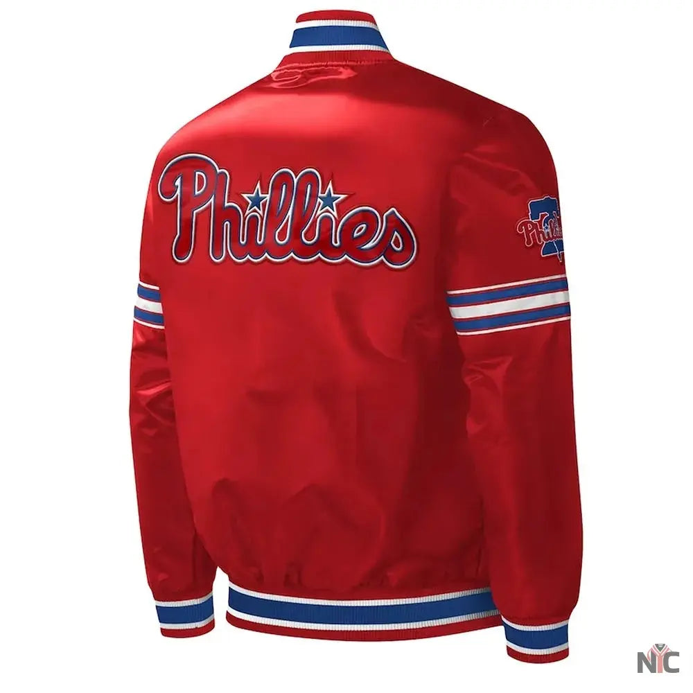 Philadelphia Phillies Midfield Varsity Satin Jacket NYC Jackets