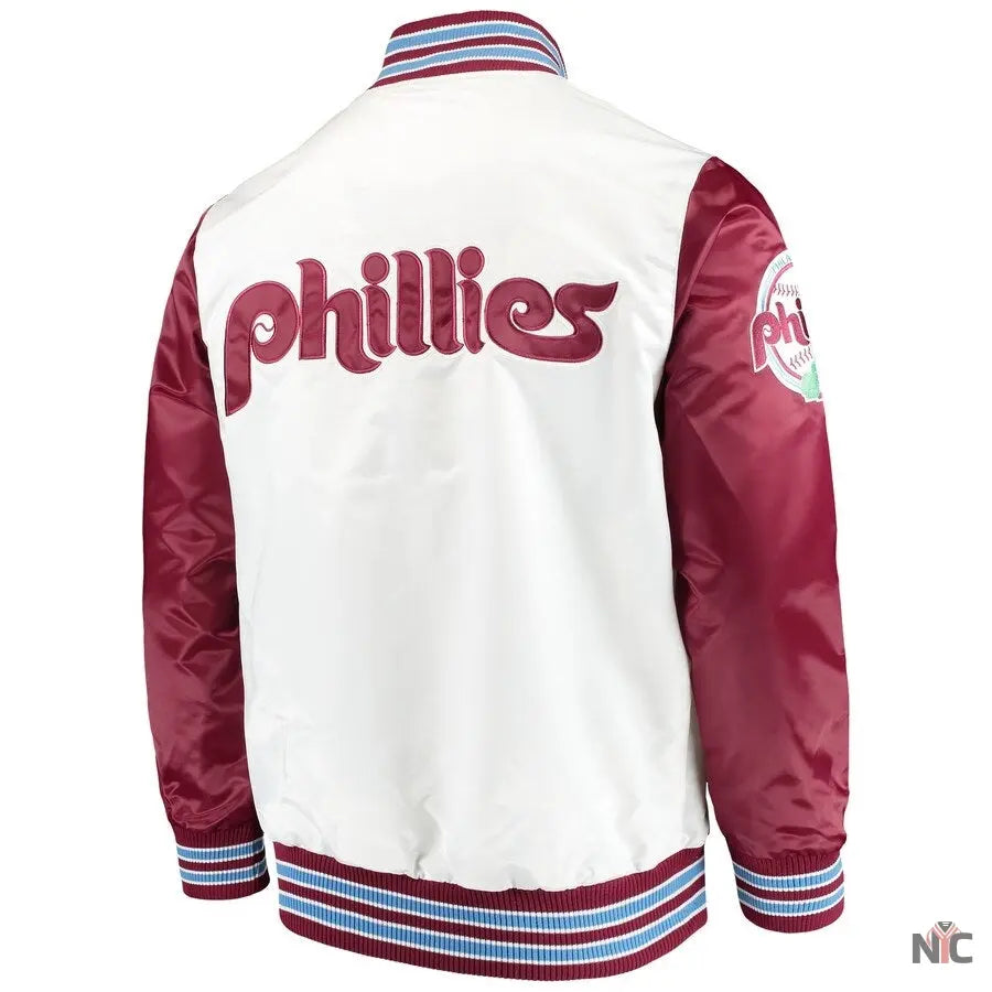 Philadelphia Phillies The Legend White Satin Jacket NYC Jackets