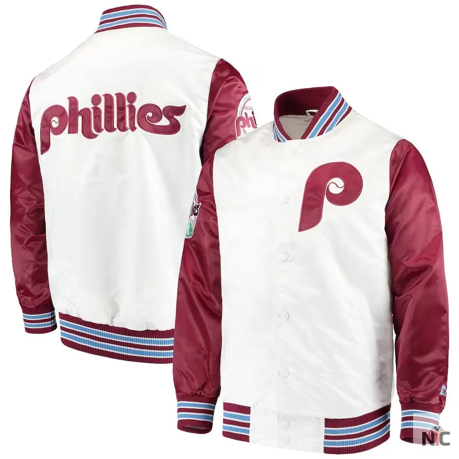 Philadelphia Phillies The Legend White Satin Jacket NYC Jackets