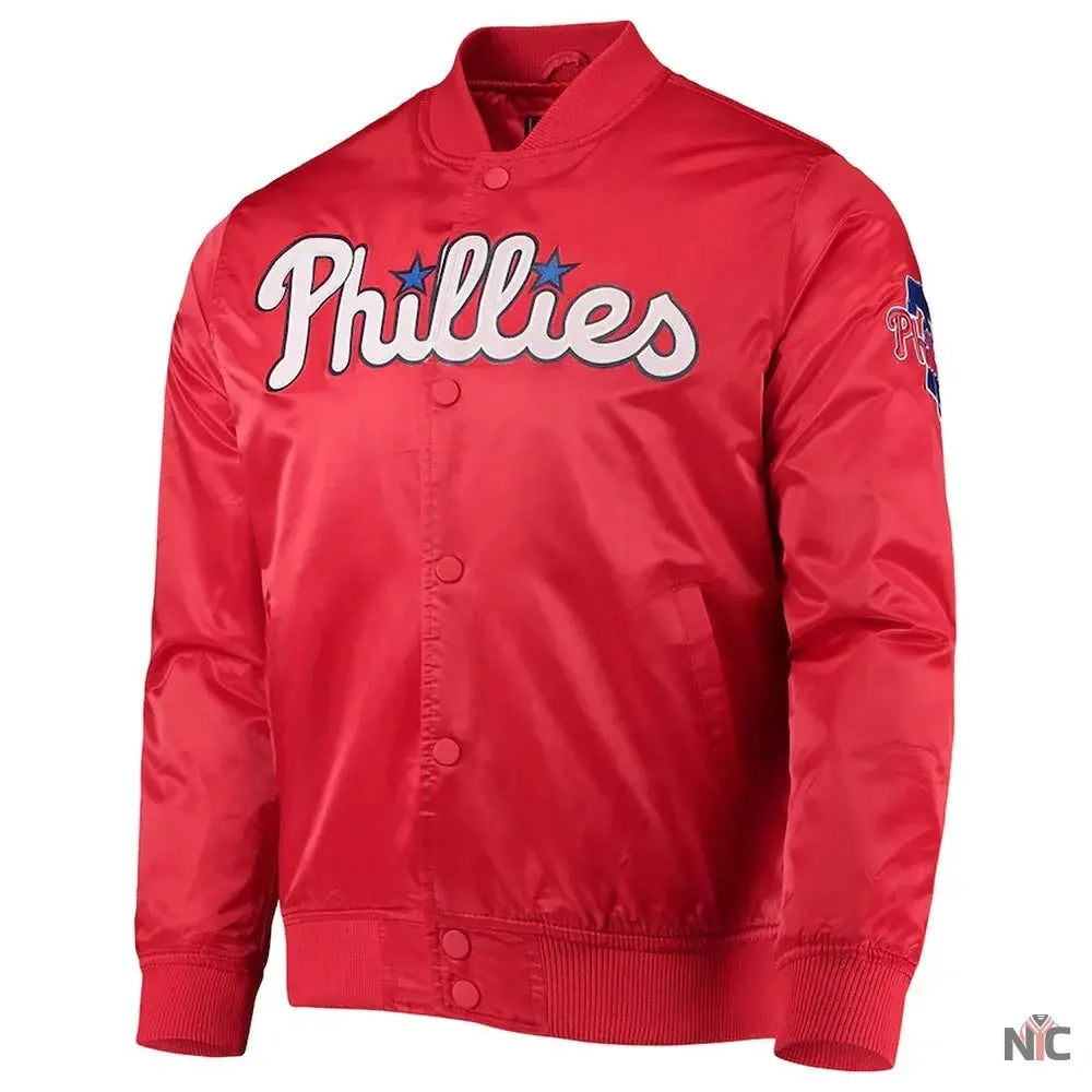 Philadelphia Phillies Wordmark Satin Full-Snap Jacket NYC Jackets