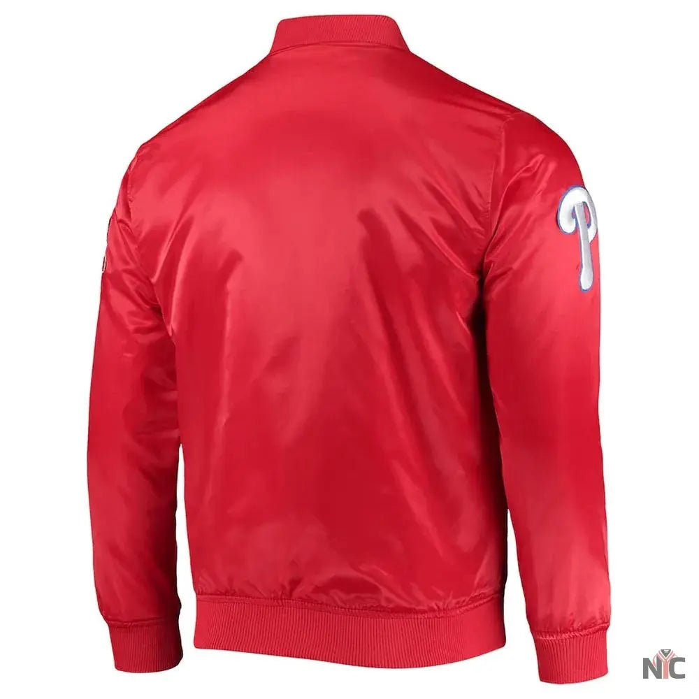 Philadelphia Phillies Wordmark Satin Full-Snap Jacket NYC Jackets