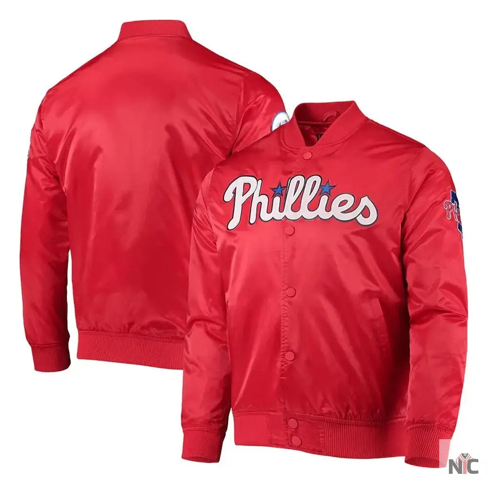 Philadelphia Phillies Wordmark Satin Full-Snap Jacket NYC Jackets