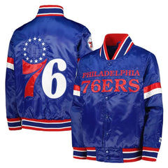 Philadelphia 76ers Home Game Royal Satin Jacket